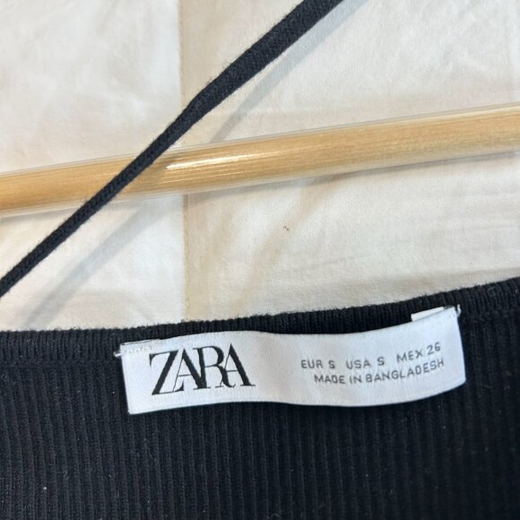 NWOT Zara Black Ribbed Strappy Cross Back Halter Tank Top Women’s Size Small - Picture 4 of 7